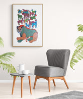 Gond Art Painting-Lion & other animals